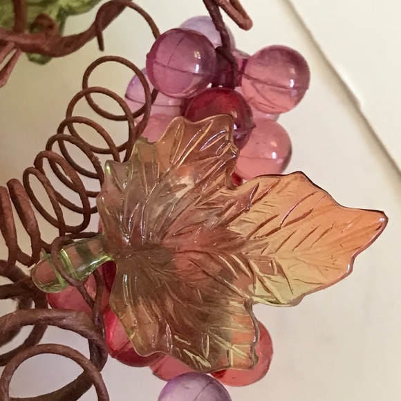 Candle Ring Wreath Fall Table Centerpiece Leaves Grapes Thanksgiving Fall Decor - Picture 12 of 16